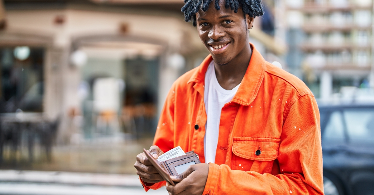 man holding wallet