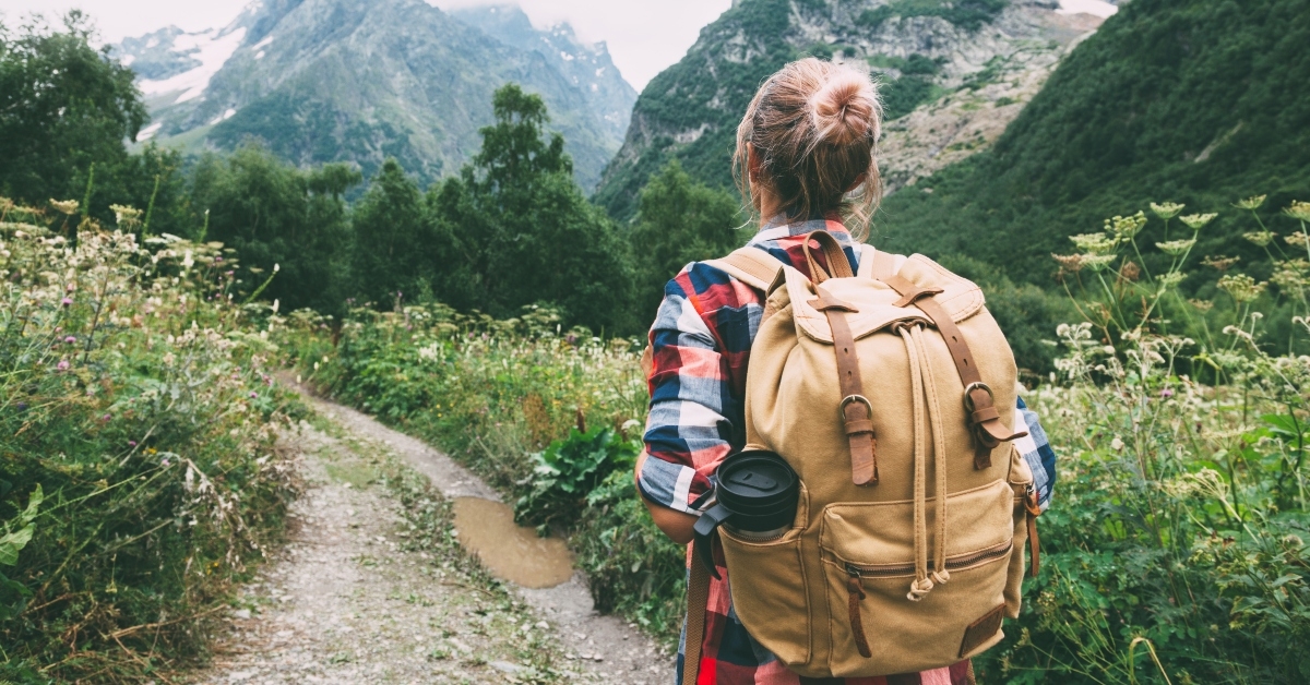 woman hiking in the mountains