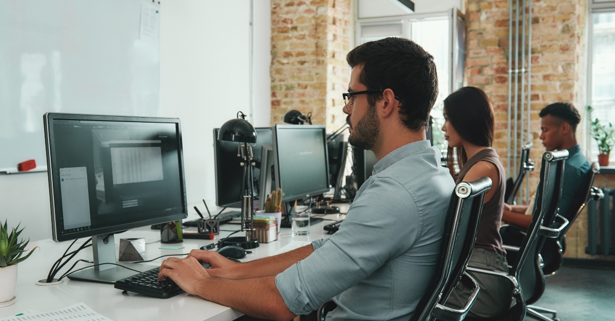 Employee working on computer