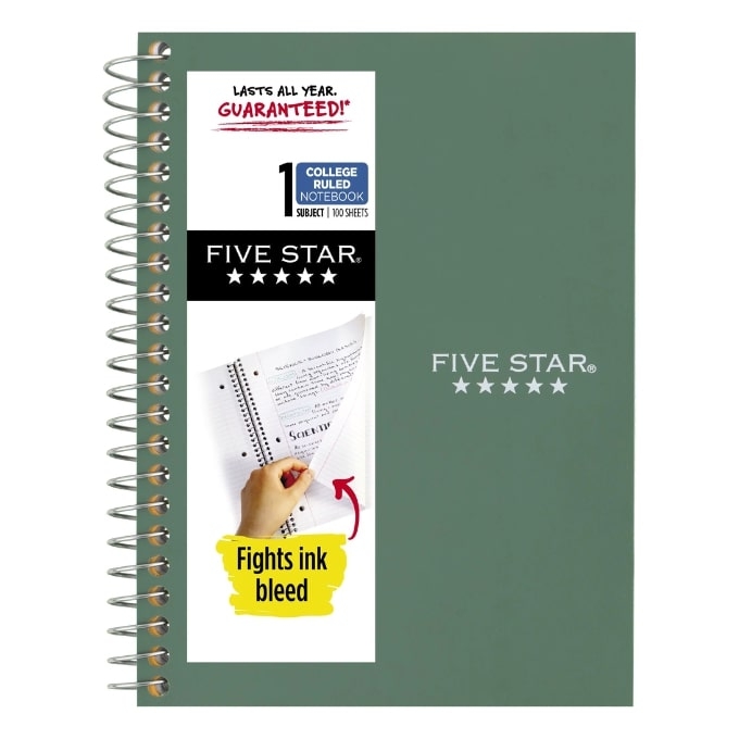 five star walmart spiral notebook