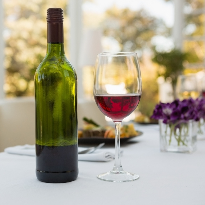 A wine bottle