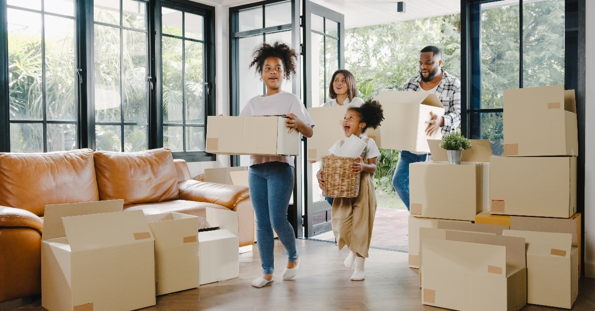 african american family happy while shifting