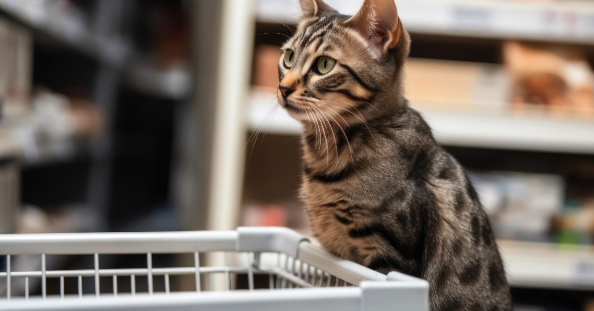 Cute cat shopping