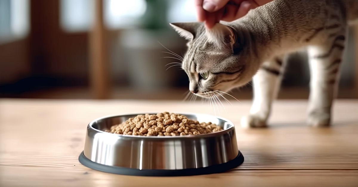 Cat looking at food