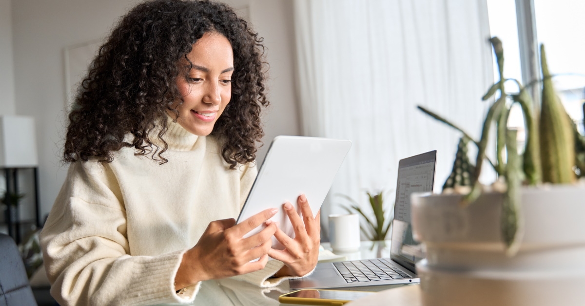 Woman using tablet
