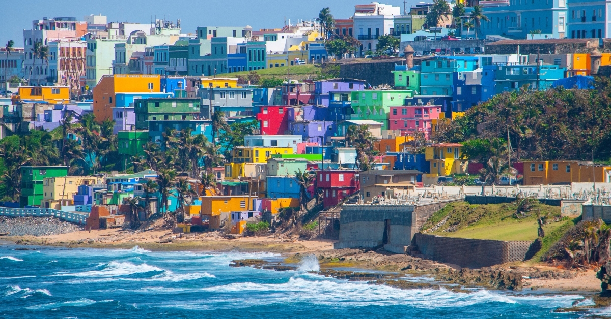 colorful houses line the hill
