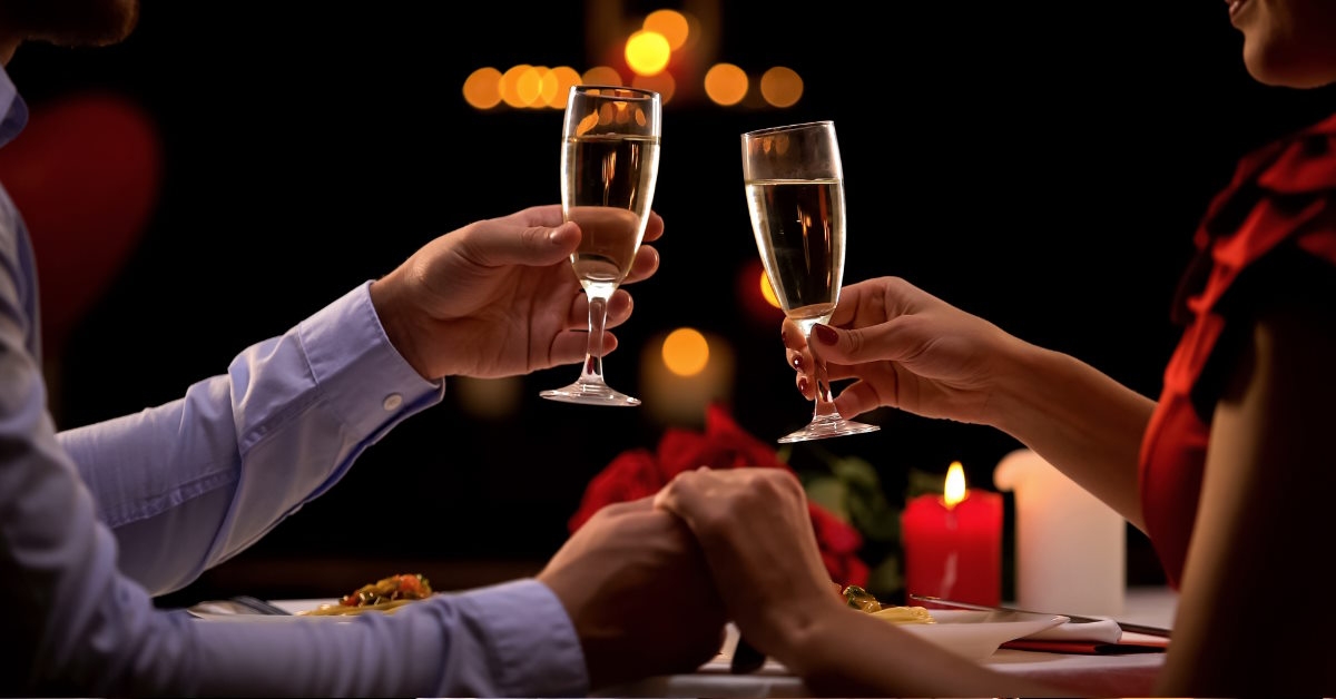 Couple celebrating with champagne