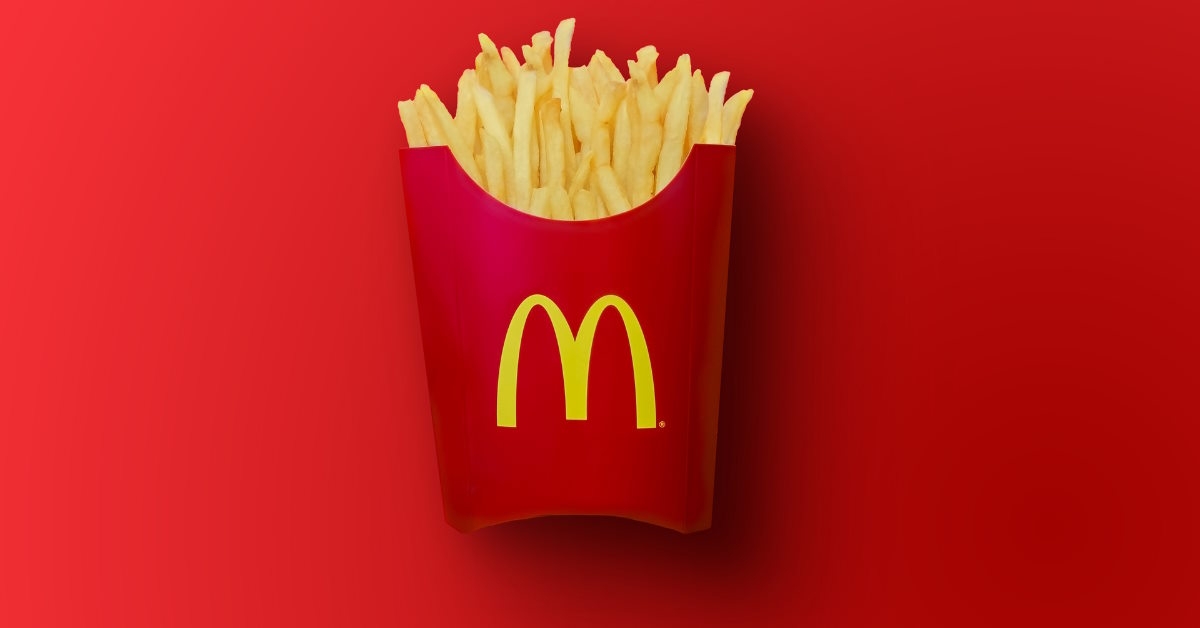 mcdonald's fries on red background