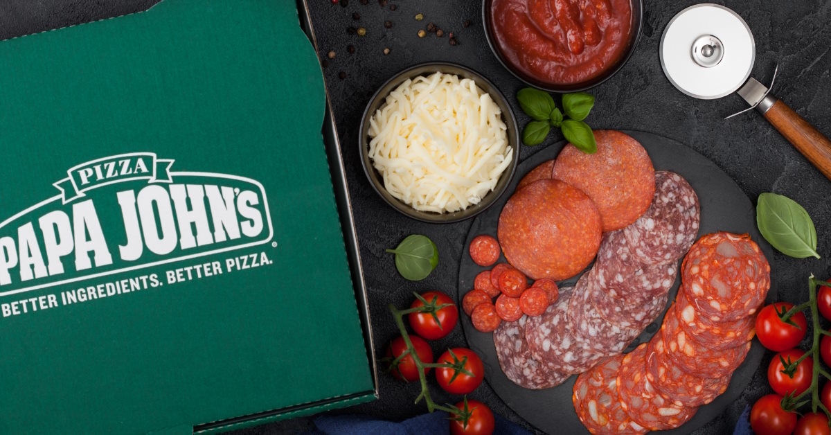 papa john's pizza beside salami platter