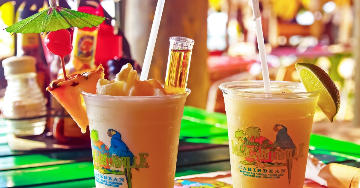 fancy pina colada glasses on table
