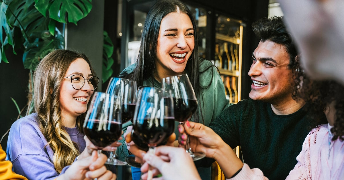 Friends toasting with wine