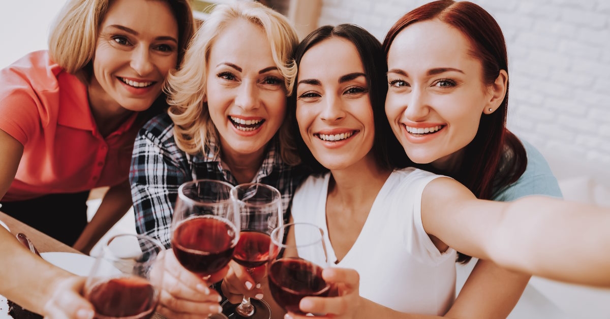 Women drinking wine
