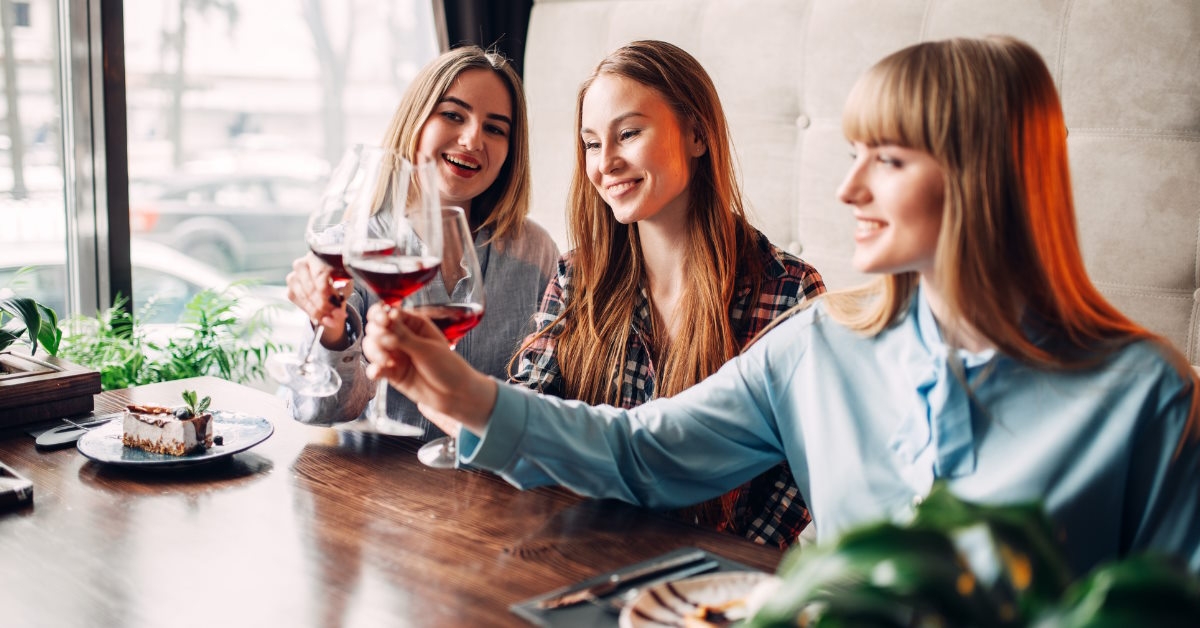 Women tasting wine