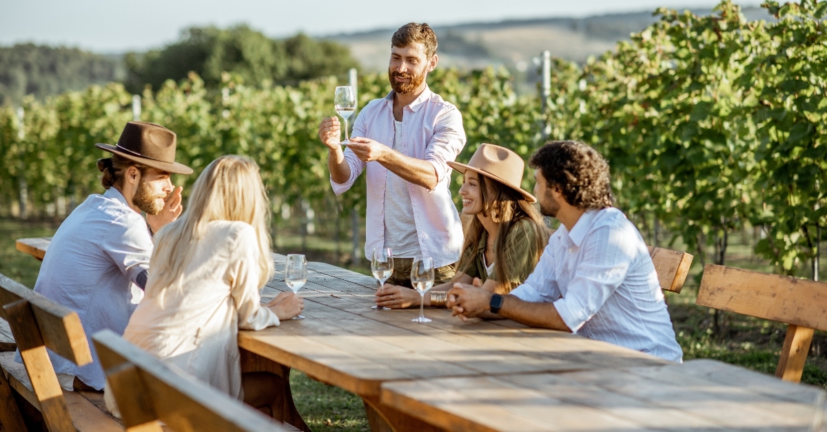 People at a wine tasting
