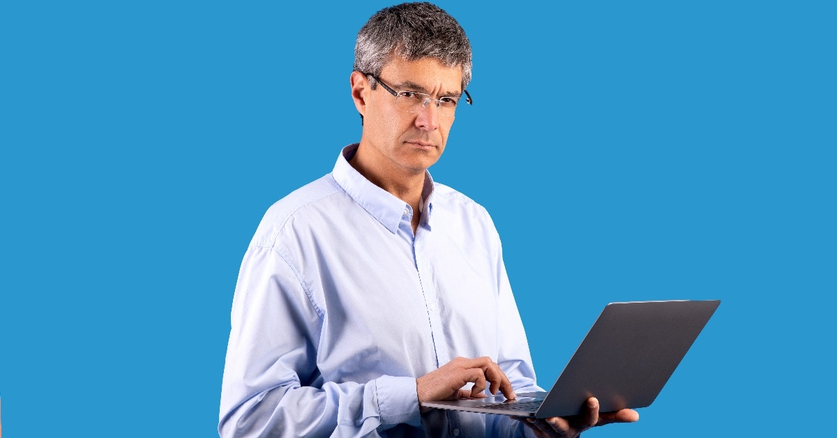 Bussinessman typing on his laptop