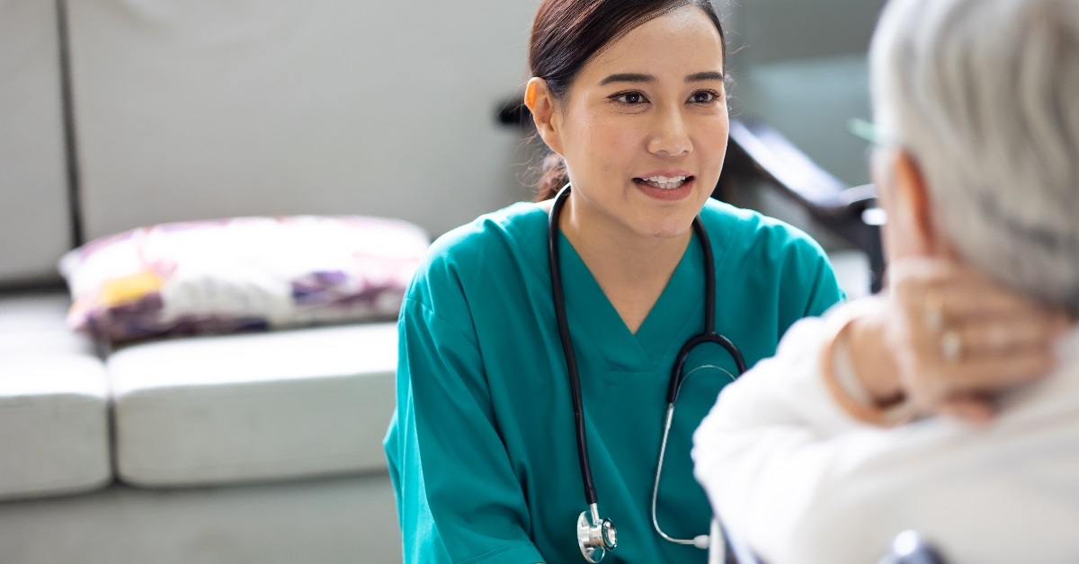 Doctor having a conversation with a senior patient