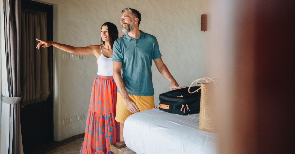 People checking out hotel room