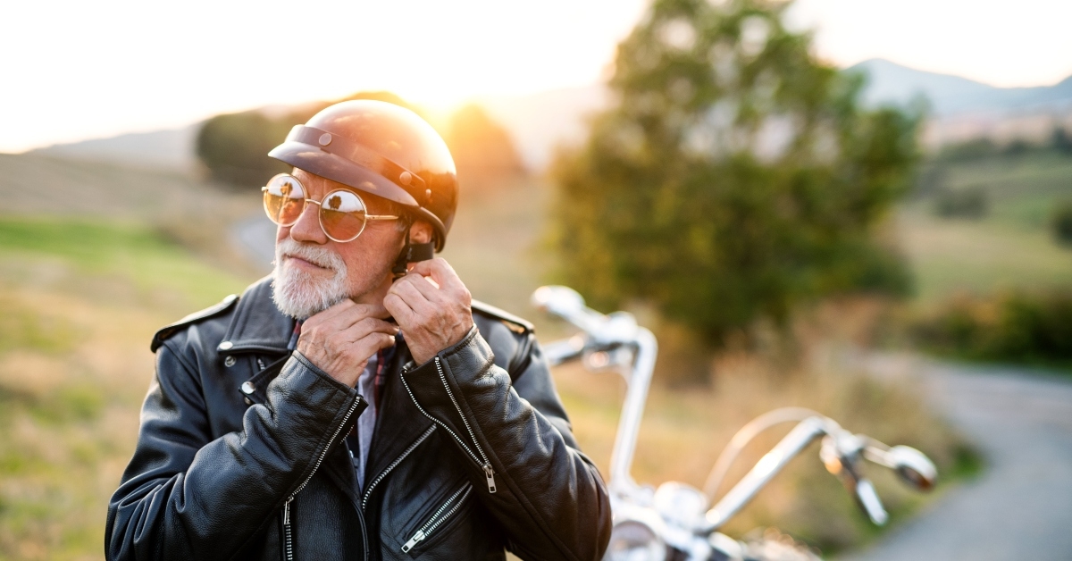 man traveller with motorbike