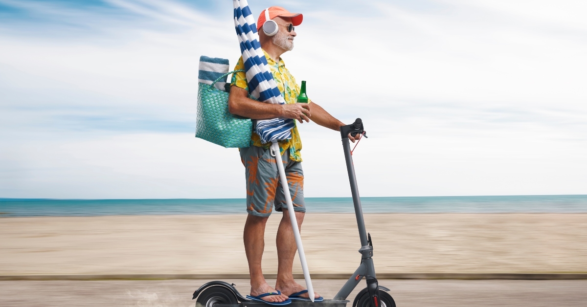 tourist riding an electric scooter