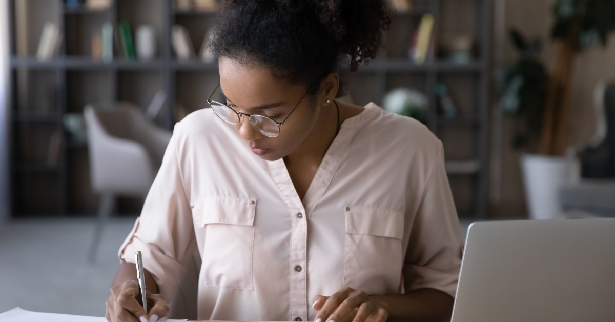 Woman calculating budget