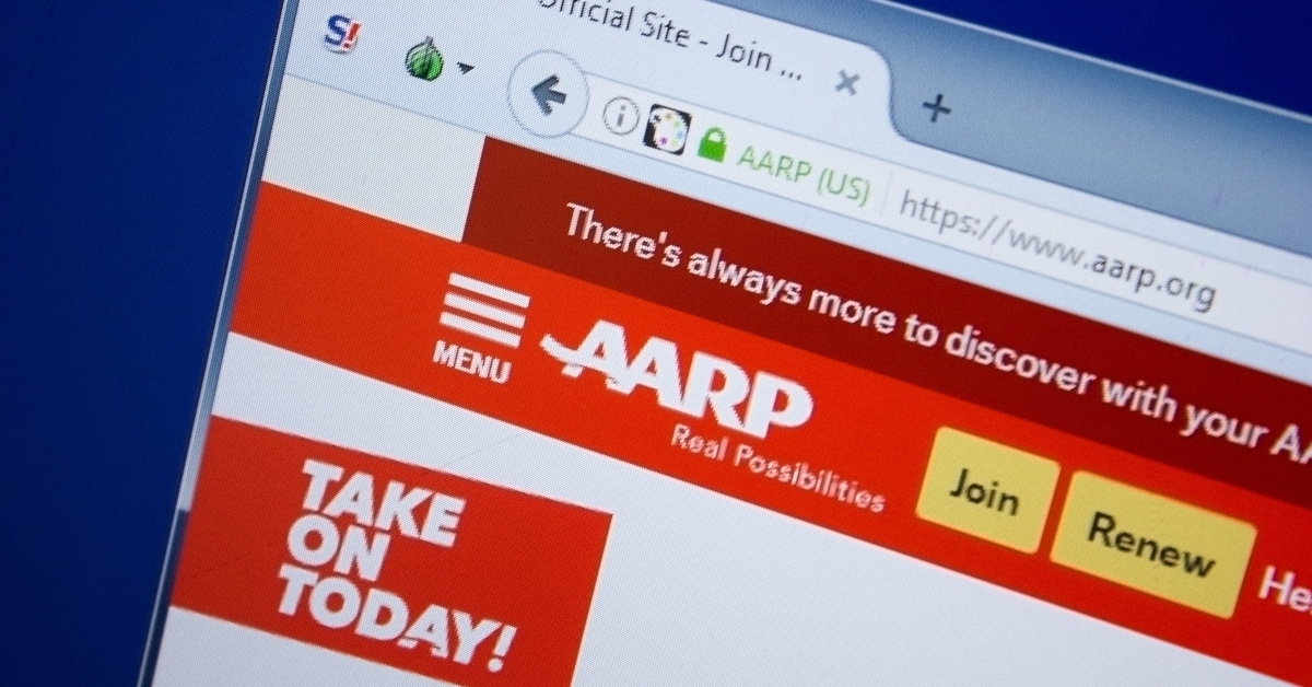 aarp website on the display