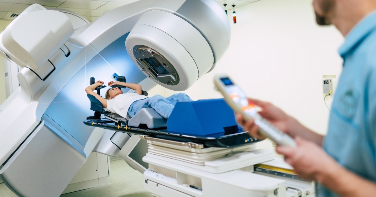 woman is undergoing radiation therapy
