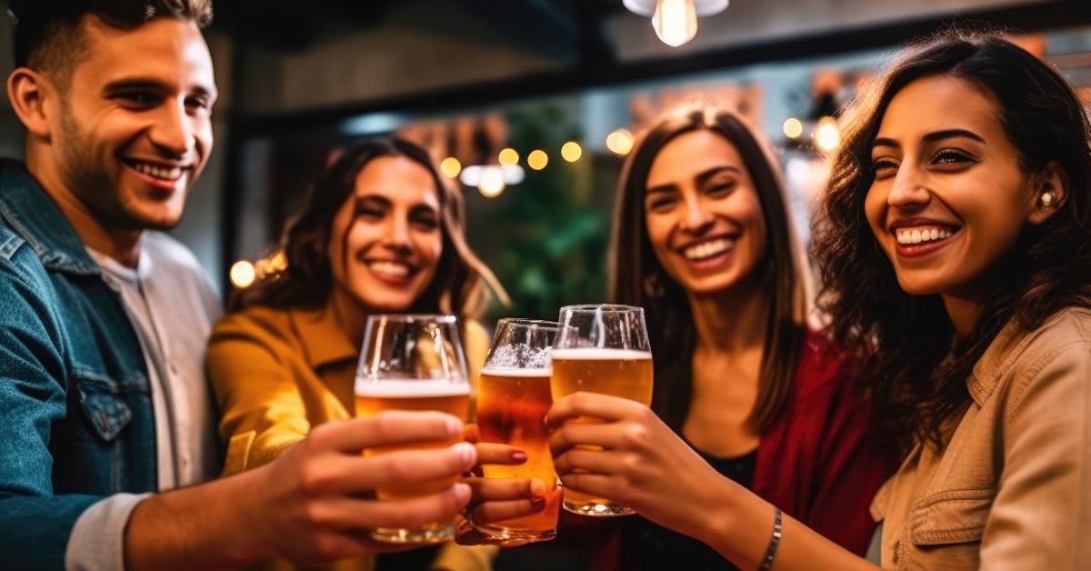 friends enjoying happy hour