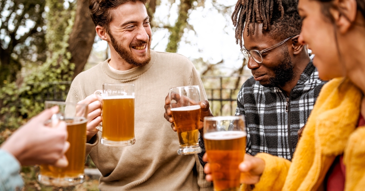 friends having a party in the forest pub