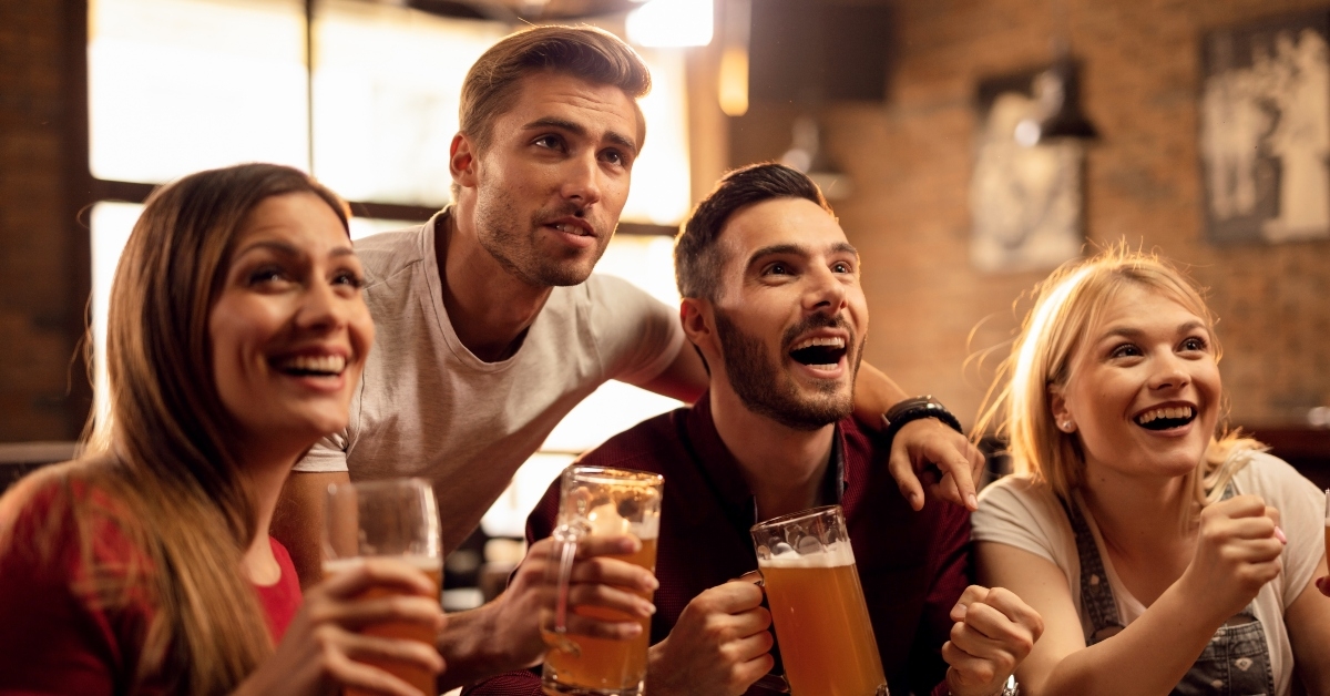 watching sports match in a pub