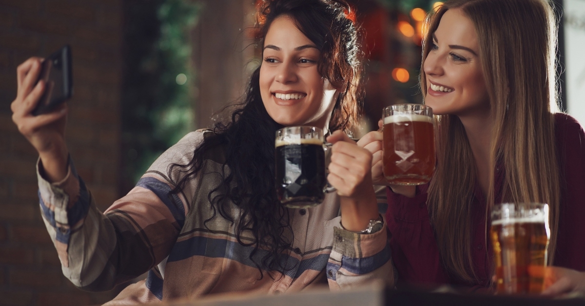 happy girlfriends are having fun time