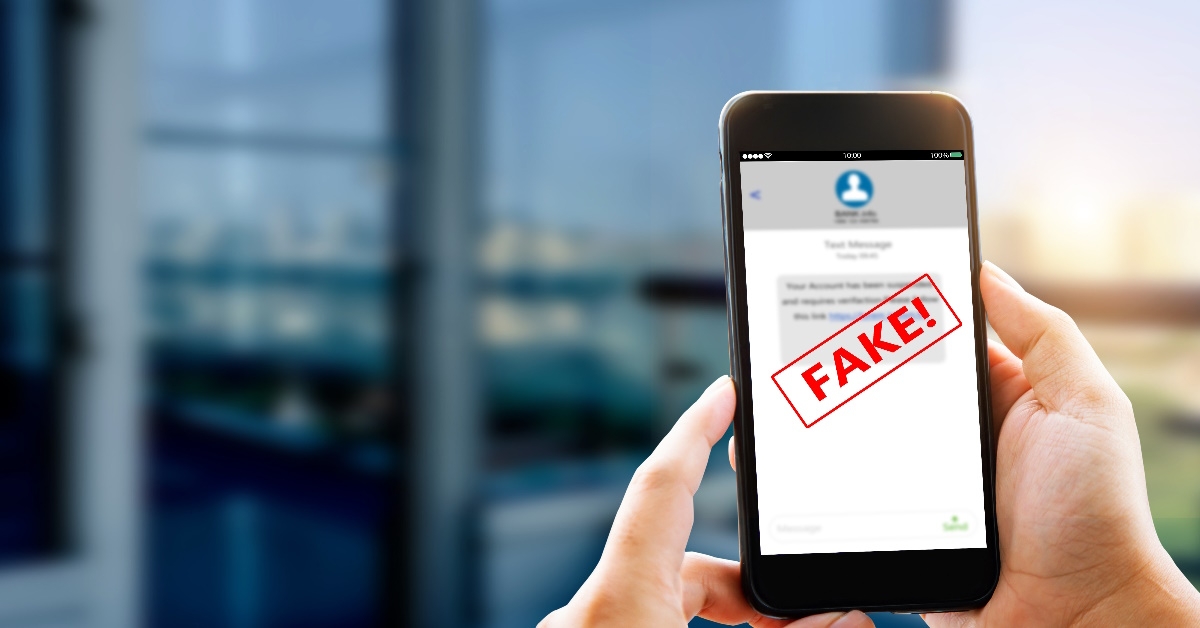 man receiving fake text messages