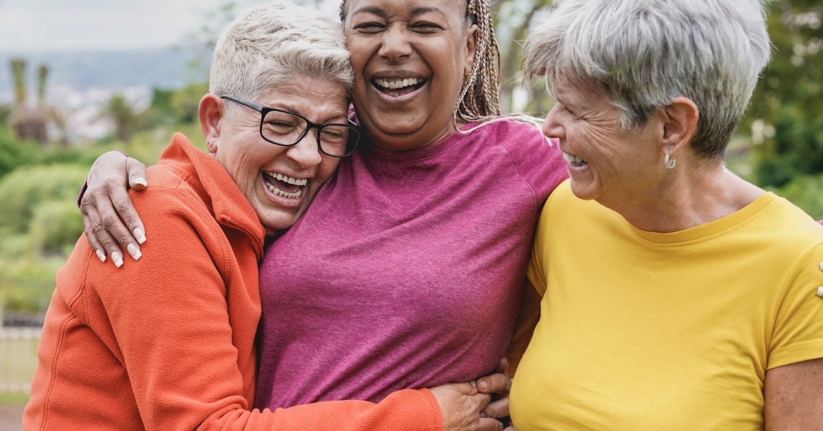 multi ethnic senior women at park