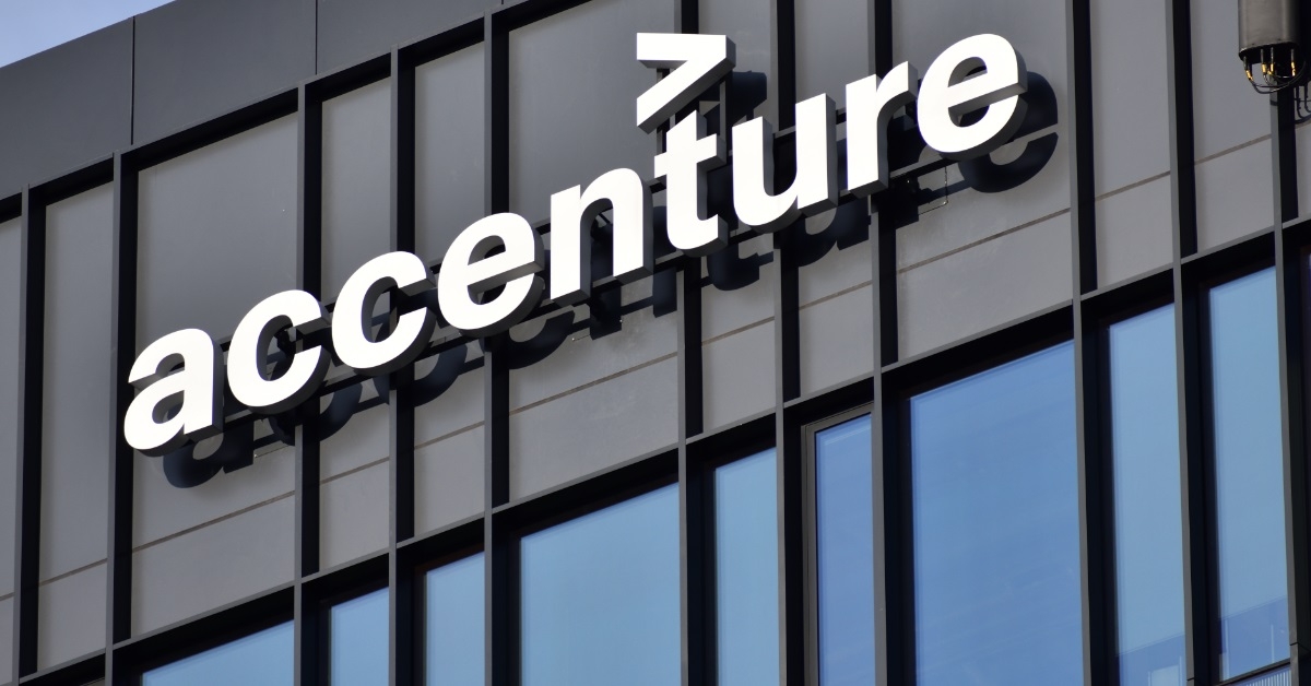accenture building in warsaw with logo
