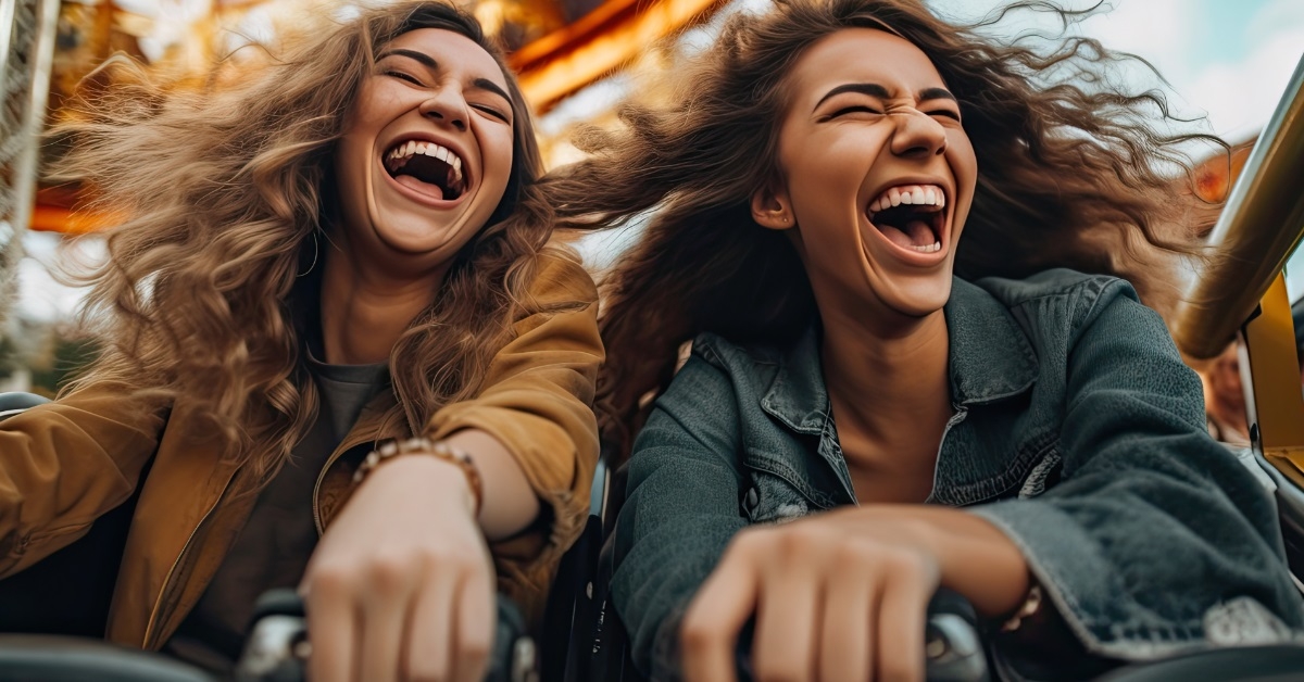 best friends euphoric on roller coaster