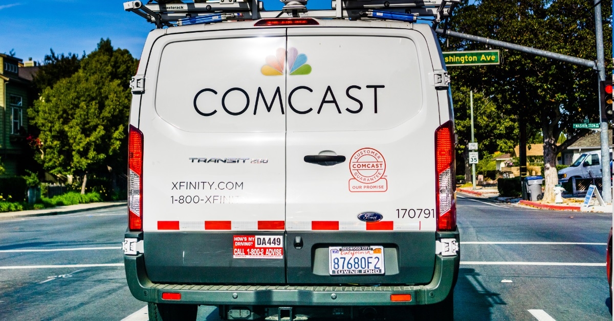 comcast van at traffic light