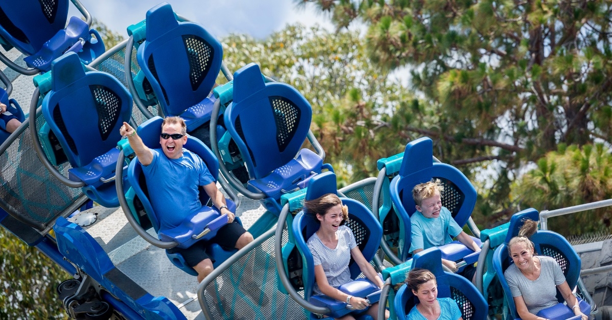 family trying roller coaster ride