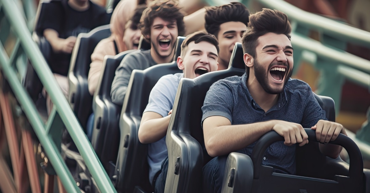 friends enjoying roller coaster ride