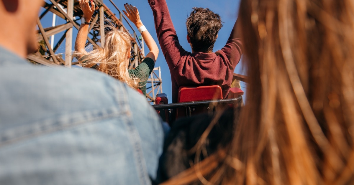 friends group on roller coaster