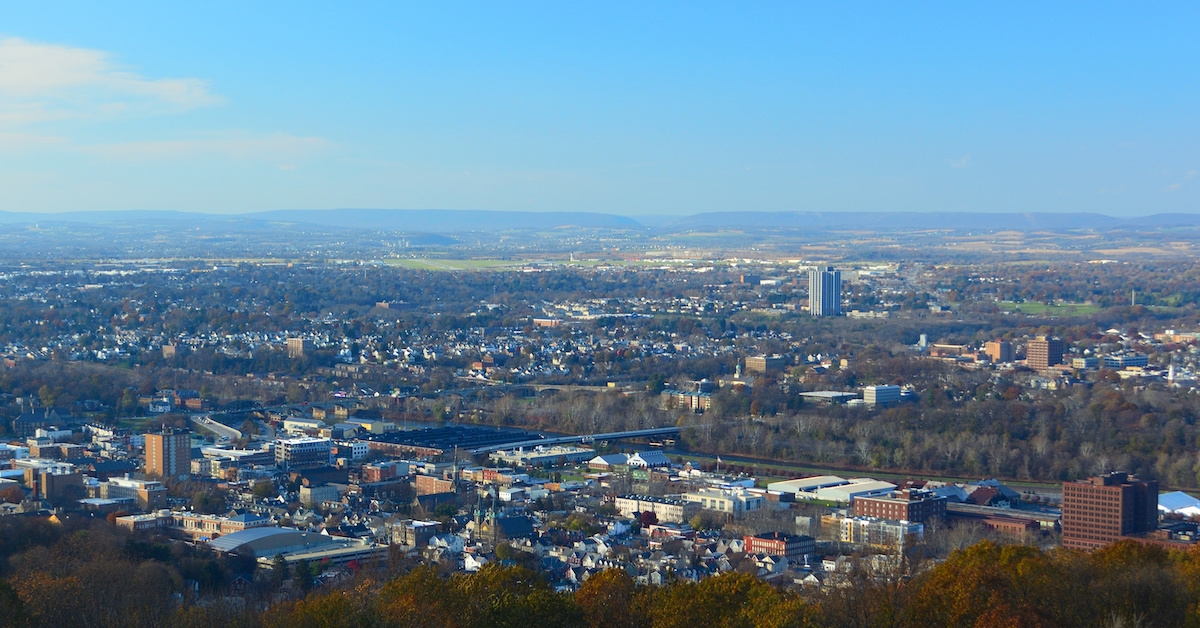 Aeriel view of Bethlehem, Pennsylvania