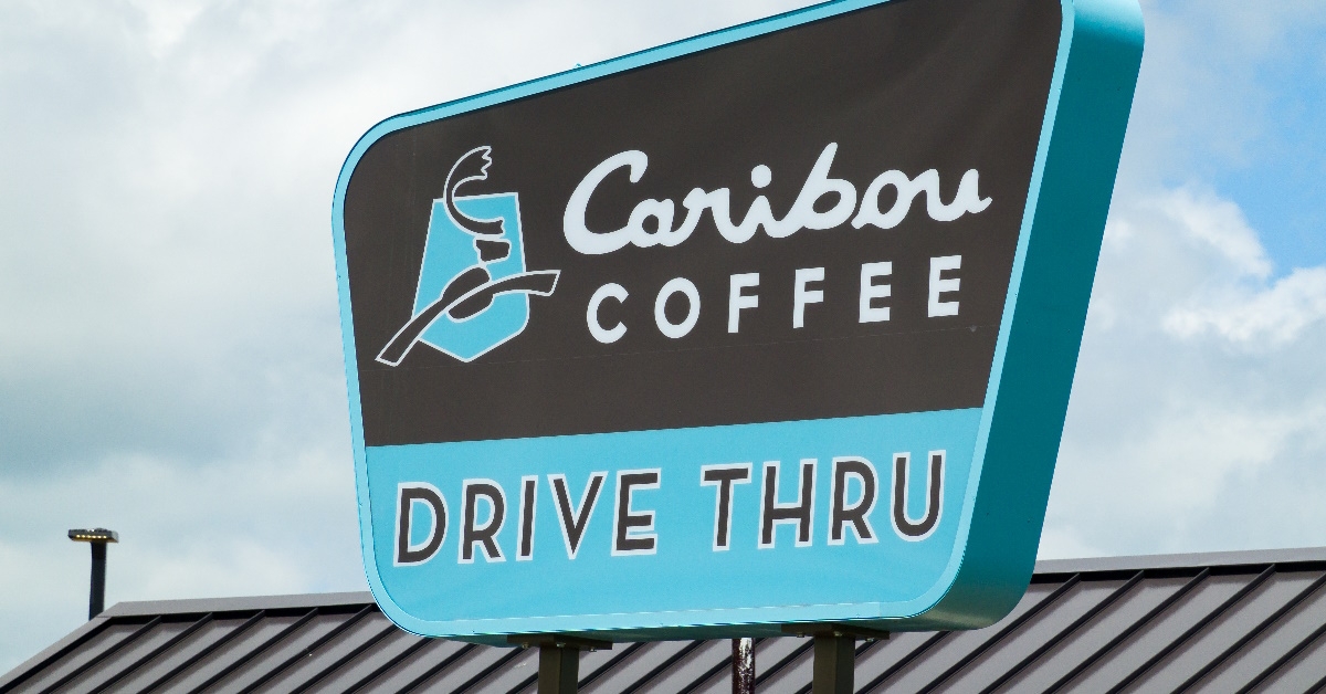Exterior of Caribou Coffee cafe. 