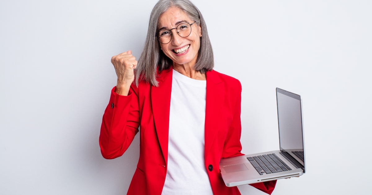 laughing and celebrating success
