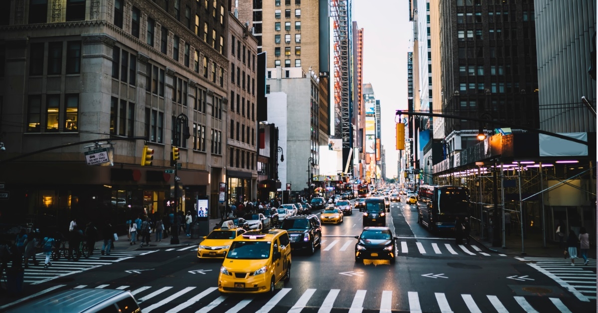 busy midtown district on Manhattan