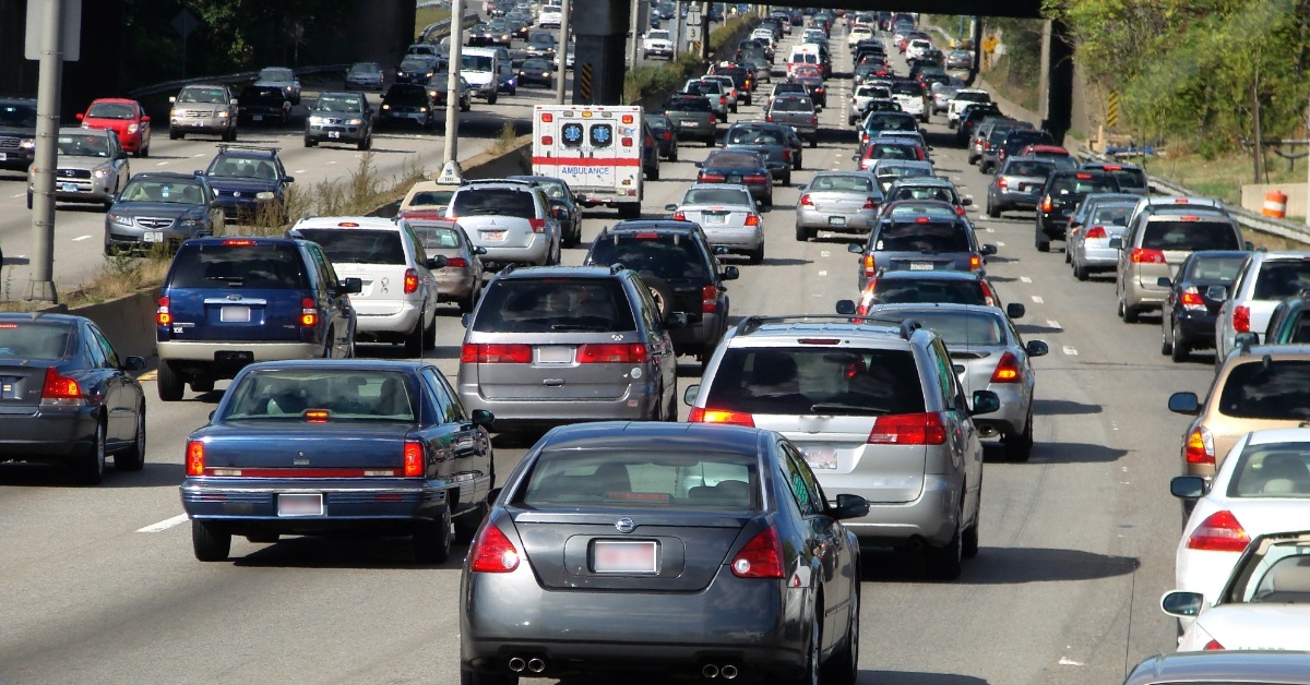 cars in traffic jam on motorway
