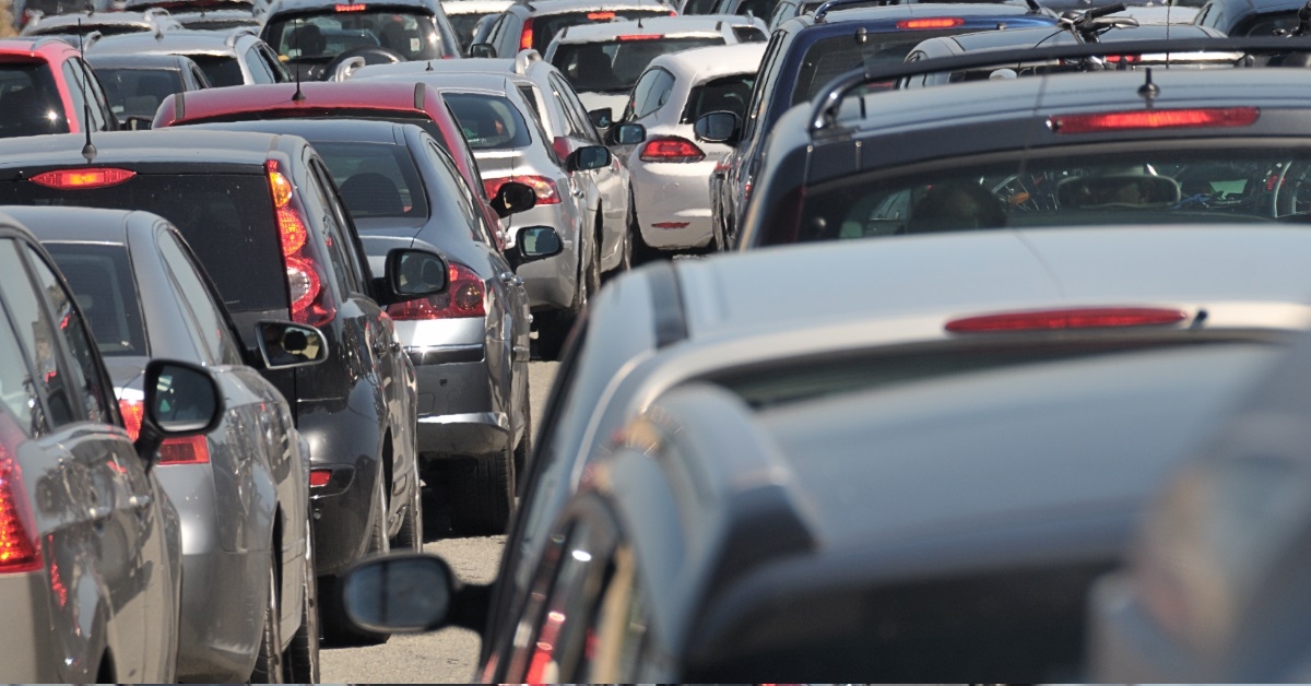 cars stuck in traffic jam