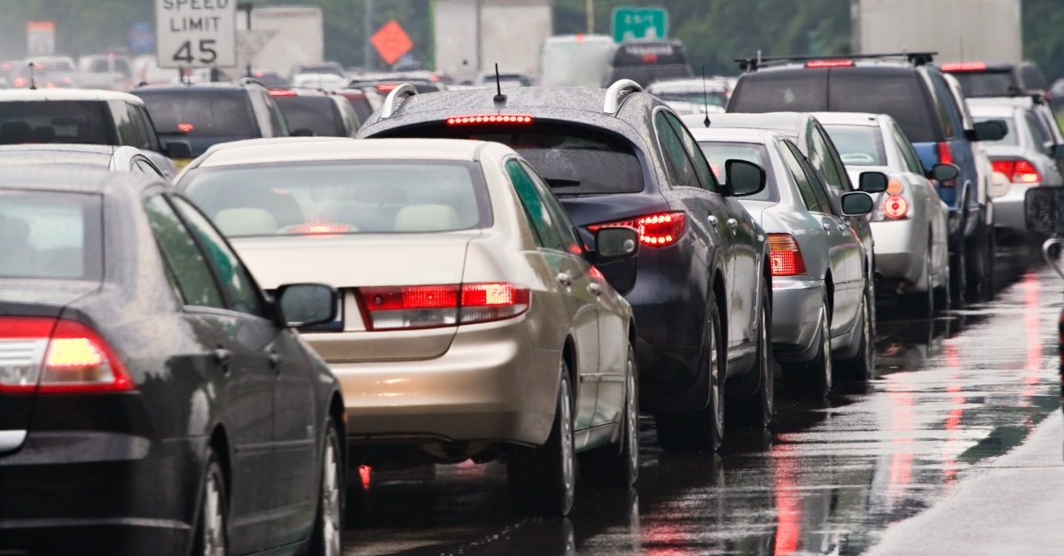 cars in traffic on cloudy day