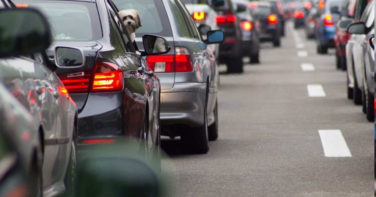 cars in traffic jam at highway