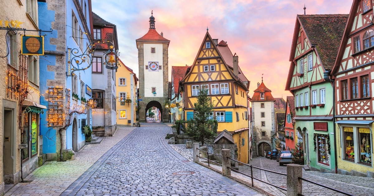 colorful half timbered houses in rothenburg