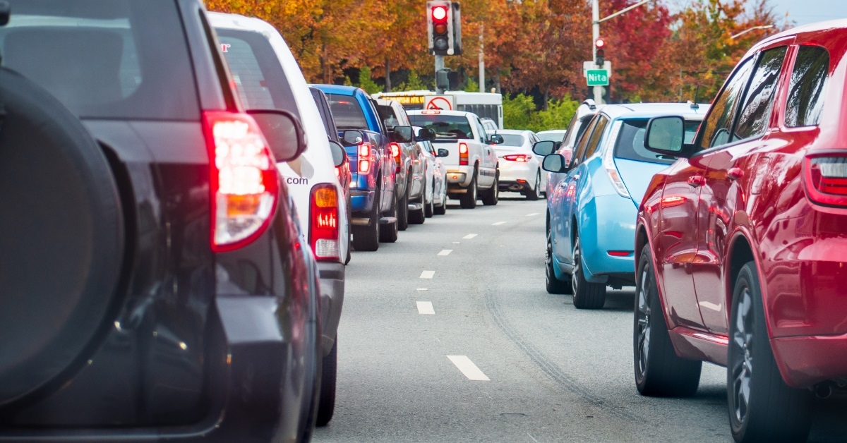 cars in traffic at silicon valley