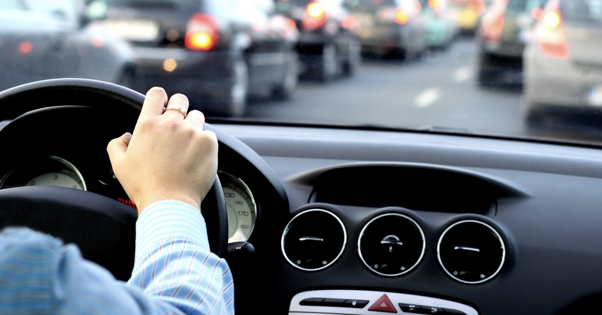 driver waiting in traffic jam