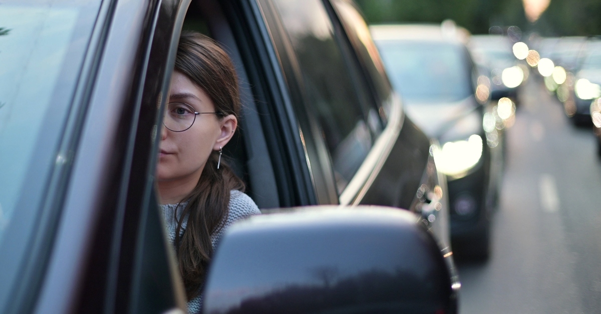 Woman in traffic